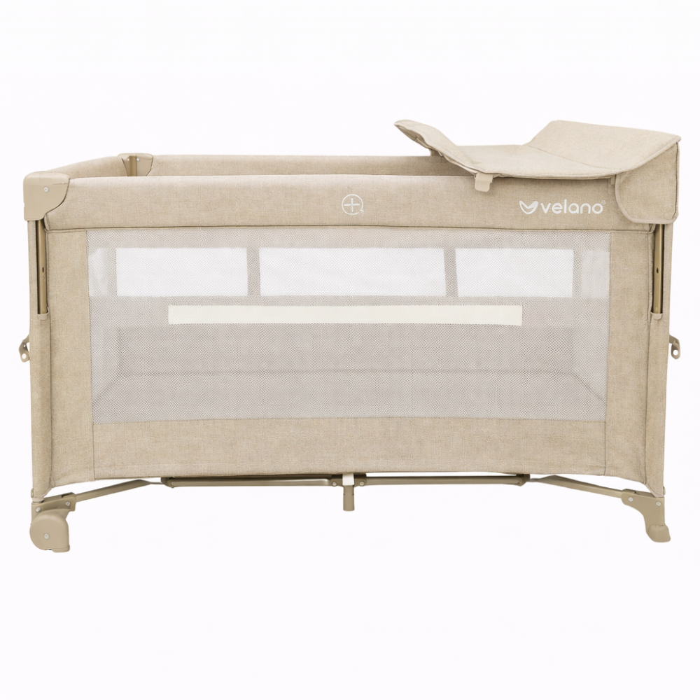 Ліжко-манеж дитяче з другим ярусом та пеленатором VELANO Tino, beige Київ - фото 1