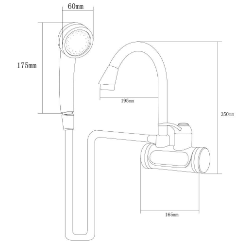 Кран-водонагрівач проточний JZ 0,4-5бар 3,0кВт для ванної гусак вухо настінний Aquatica Житомир - фото 3