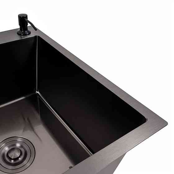 VALESO Кухонна мийка CM 78*50 R чорна PVD VALESO Handmade (круглий сифон 3,0/0,8) Киев