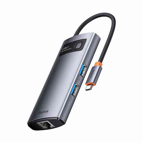 Док станція хаб для ноутбуку комп'ютеру Baseus Metal Gleam Series 4в1 багатофункціональний Type-C HUB Docking Station Gray (Type-C Одеса