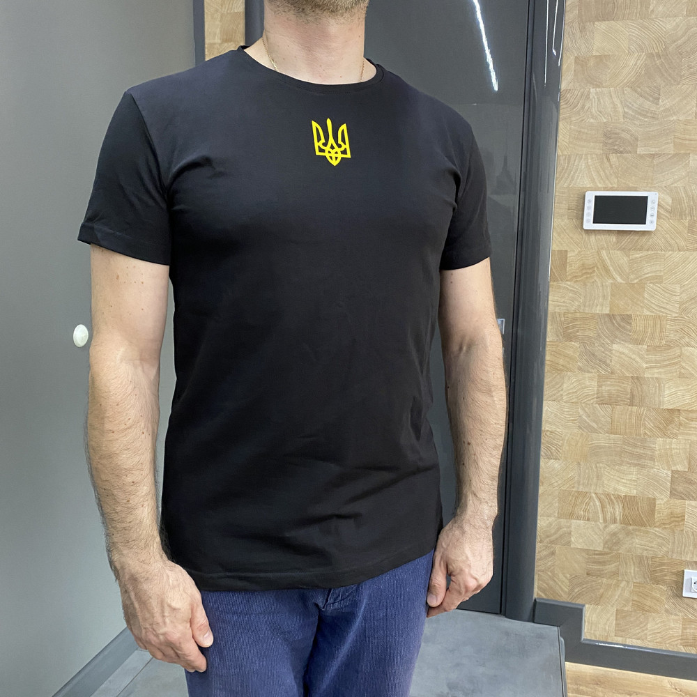100% з продажу на ЗСУ! Футболка чорна з принтом "Прапор Донецької обл." (жовте сонце), бавовна, розмір M, унісекс Solmir Київ - фото 4