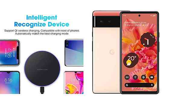 Бездротовий зарядний пристрій Copper до 30W для Google Pixel 8, Pixel 8a, Pixel 8 Pro, USB-C, LED Київ