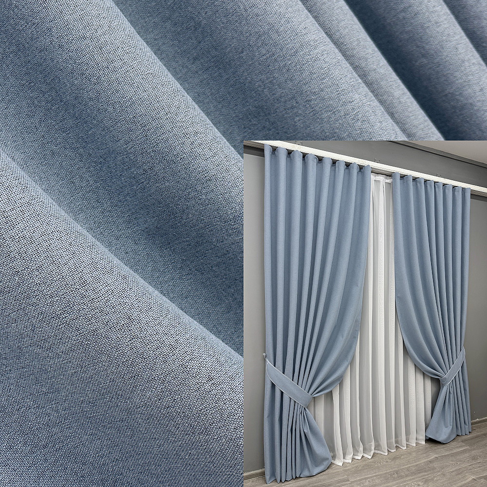 Комплект готових штор VR-Textil Блекаут двосторонній ASHEN NIGHT № 1839ш Блакитний 200х290 см 2 шт (32-201) Київ - фото 1