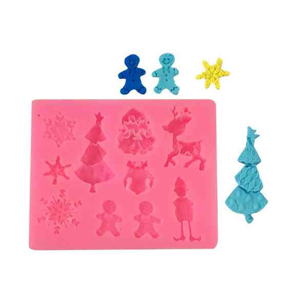 Молд силиконовый новогодний 77 на 65 мм розовый Киев