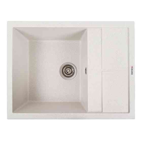 VALESO Гранітна мийка для кухні VALESO LOTOS 6550 матова Біла в крапку Коломыя