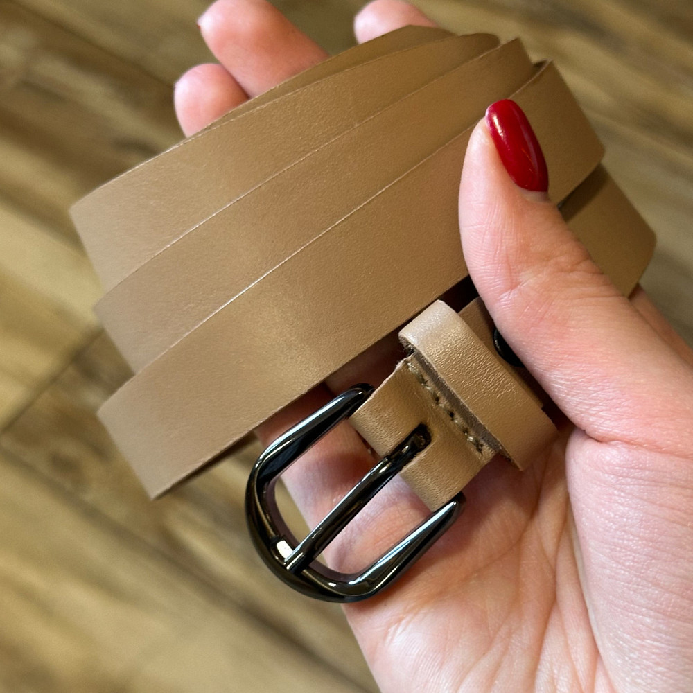 Кожаный женский ремень в бежевом цвете 3334 Киев - изображение 1