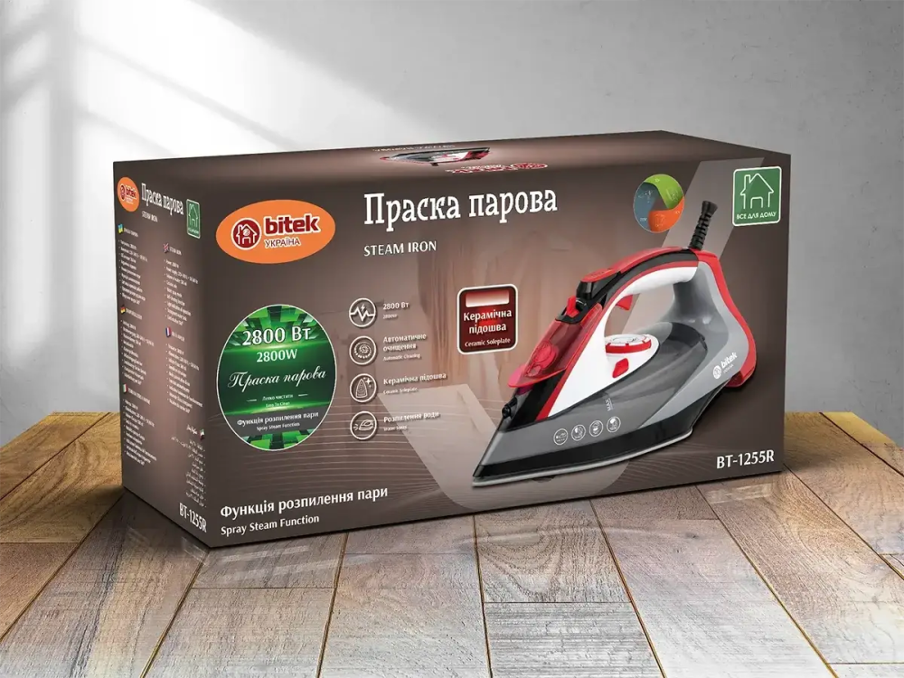 Праска парова BITEK BT-1255R 2800 Вт з керамічною підошвою, вертикальне та горизонтальне відпарювання Одеса - фото 4