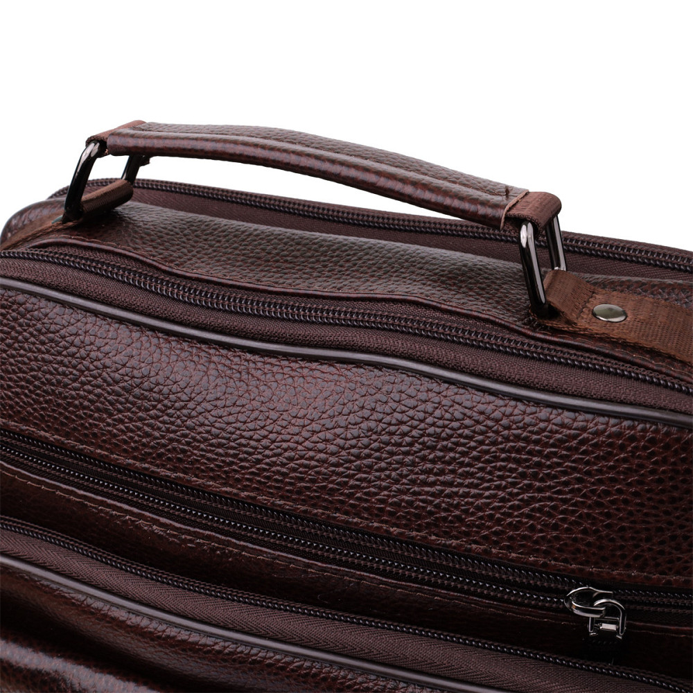 Чоловіча сумка з ручкою для перенесення в руці з натуральної шкіри Коричневий (Vintage) Київ - фото 3