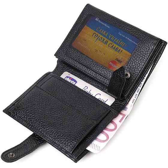 Портмоне для чоловіків з натуральної зернистої шкіри BOND 22055 Чорний Київ