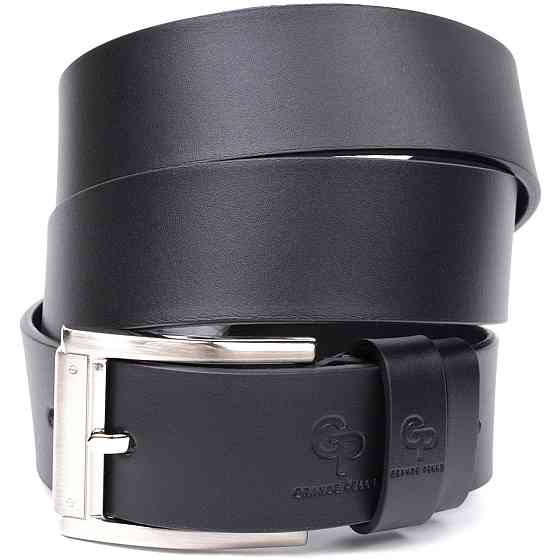 Удобный ремень под джинсы из натуральной кожи Черный (GRANDE PELLE) Киев