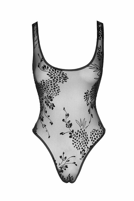 Боди Noir Handmade F242 Tulle body with patterned flock embroidery, XL Sex Aura Киев - изображение 6
