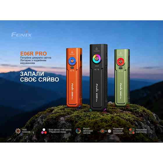 Фонарь наключной Fenix E06R PRO, зеленый Киев