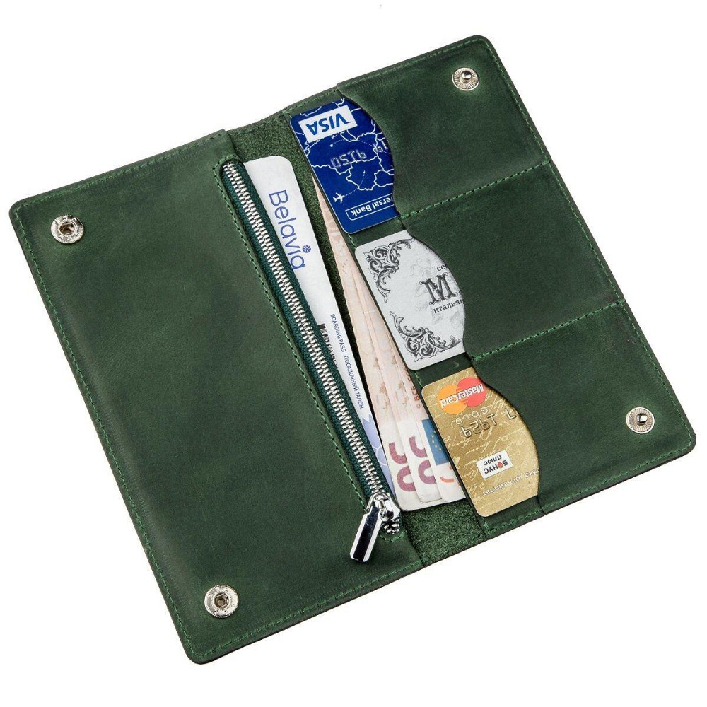 Гаманець унісекс вертикальний Crazy horse SHVIGEL 16197 Зелений Київ - фото 6