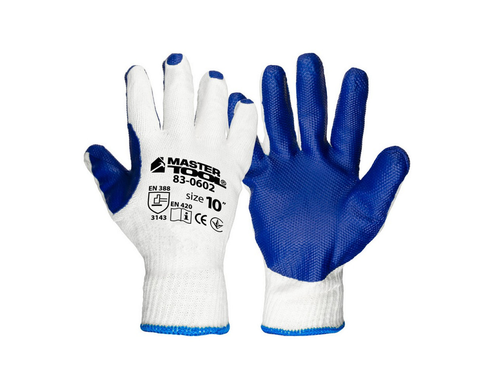 MASTERTOOL Рукавички бавовняні в'язані MASTERTOOL латексне покриття долоні 10.5" підвіс біло-си Коломия - фото 3