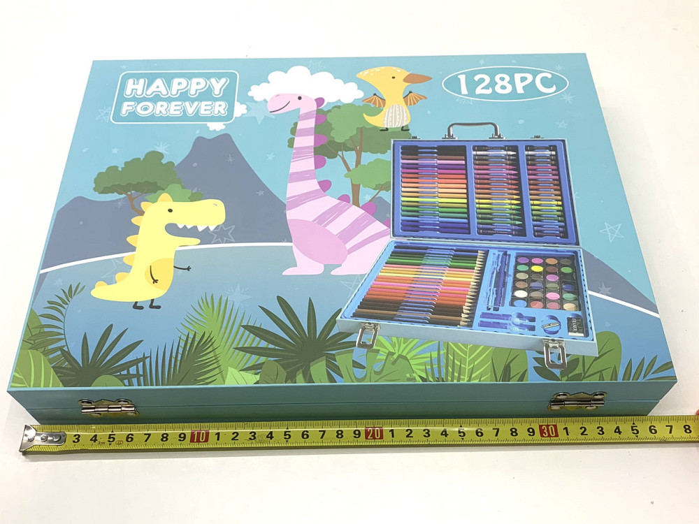 Дитячий набір для малювання 128 елементів крейда олівці фарби фломастери в валізці Блакитний (З 56366) Чернигов - изображение 6