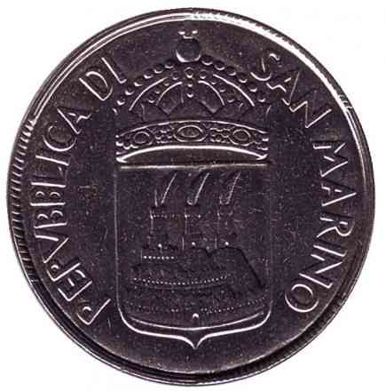Женщина с мечом. Монета 50 лир. 1973 год, Сан-Марино. UNC Полтава