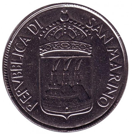 Женщина с мечом. Монета 50 лир. 1973 год, Сан-Марино. UNC Полтава - изображение 1