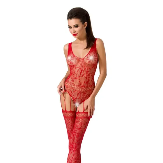 Бодістокінг Passion BS051 red, комбінезон, імітація панчіх і боді Львів