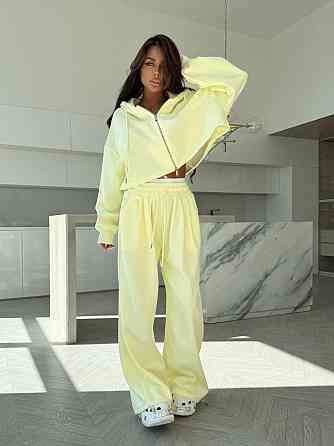 Женский прогулочный костюм двойка: кофта и штаны турецкая двунитка Лимонный, 46/48 Одесса