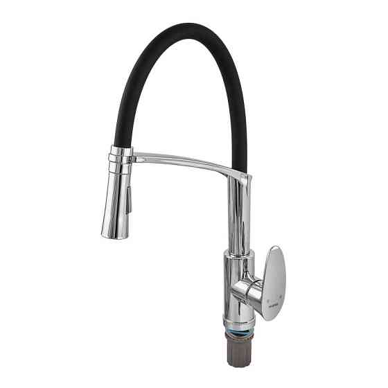 Кухонный смеситель PLAMIX CEZAR-017 SET CHROME REFL.BLACK с силиконовым изливом и подводкой (PM0741) Харьков