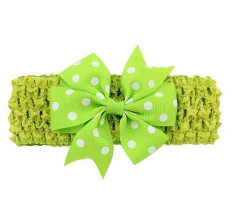 Дитяча салатова пов'язка з бантом в горох - розмір універсальний (на резинці), бант 8см Київ