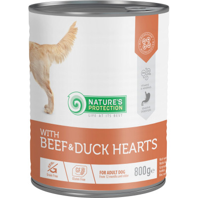 Консервы для собак Nature's Protection with Beef&Duck Hearts 800 г (KIK45605) Винница - изображение 1