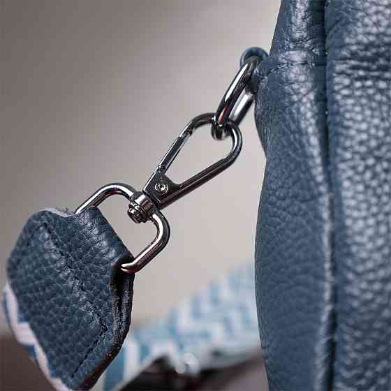 Жіноча шкіряна сумка зі стильним бігунком Синя (Vintage) Київ