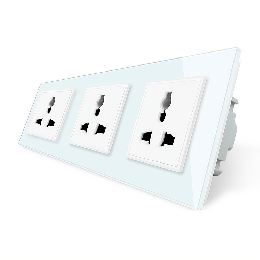 LIVOLO Розетка тримісна універсальна Livolo білий скло (VL-C7FCT22-6WP) Коломия - фото 2