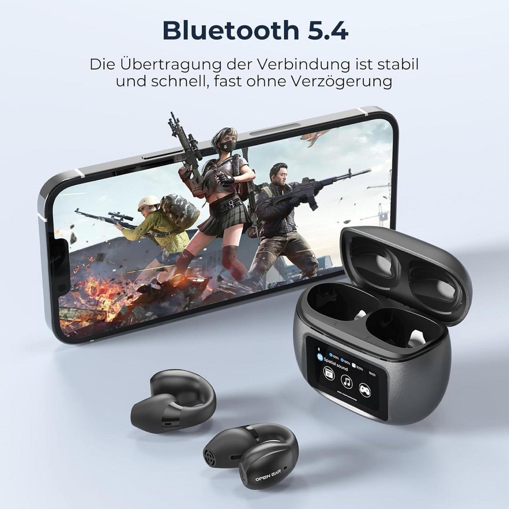 Відкриті бездротові навушники Relxhome X29 Bluetooth 5.4, HiFi, IPX5, сенсорний LED-дисплей, чорні Київ - фото 7