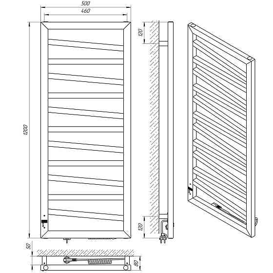 Електрична сушарка для рушників Laris Зебра Міраж ЧКЧ 11 500Х1200 Е чорний Київ