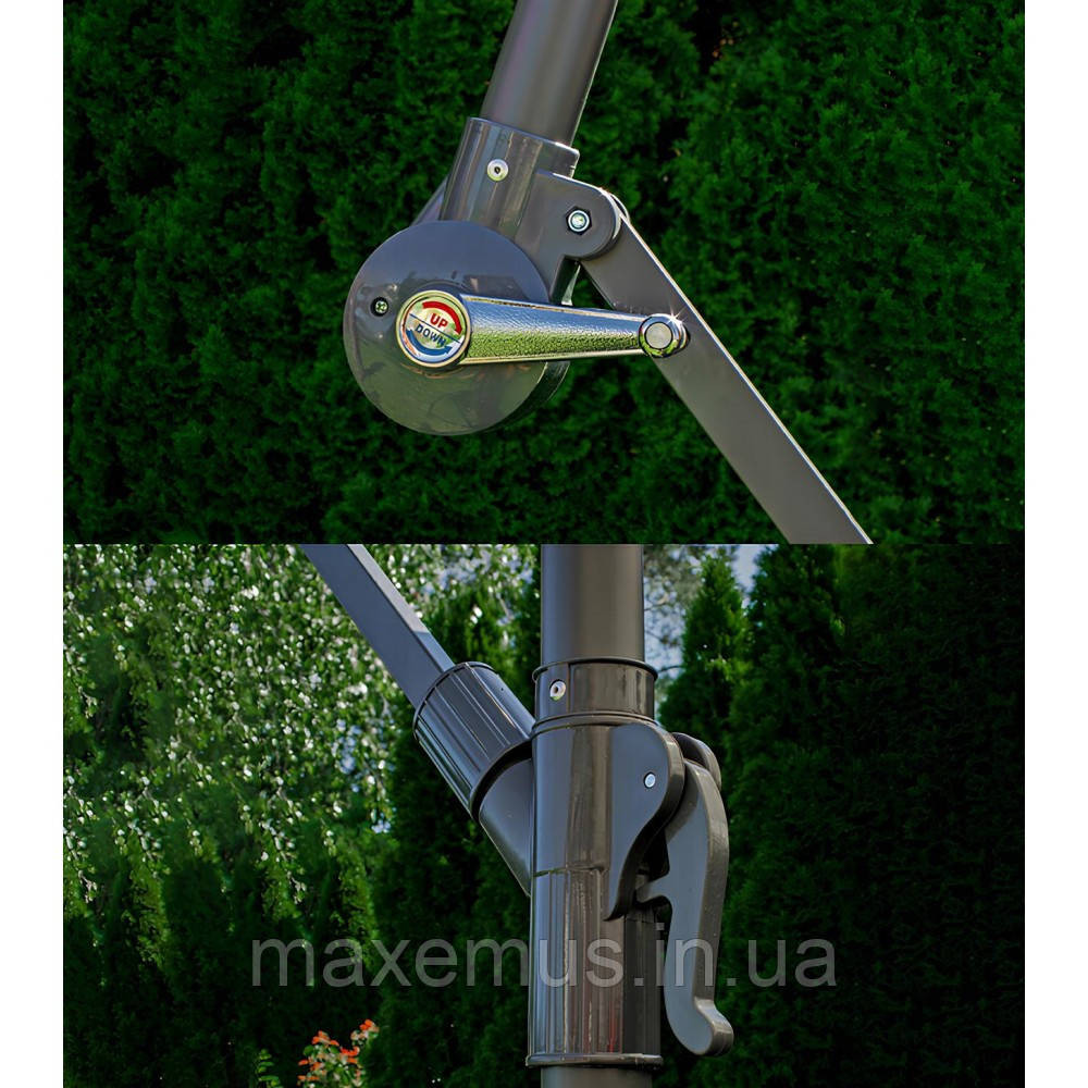 Садовая уличная зонта 3 м с LED подсветкой на солнечной батарее Bonro B-7012LP Серая + Чехол Мостиська - фото 18