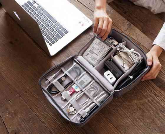 Органайзер дорожний кейс-чехол для гаджетов и зарядок серый Винница