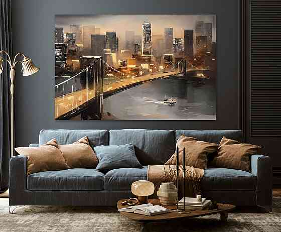 Модульна картина у вітальню / спальню Бруклінський міст   MLP_188  ( 60х30см ) 80x120 см Київ