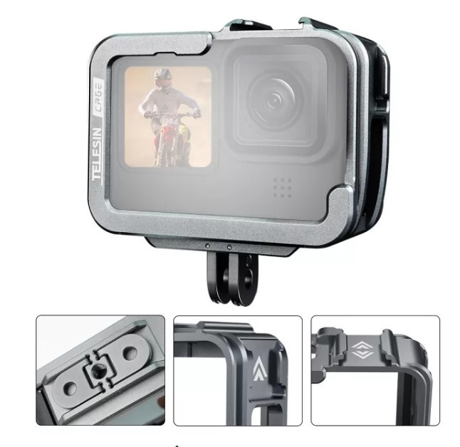 Рамка вертикальна GoPro 13/12/11/10/9 алюміній холодний башмак Telesin GP-FMS-G11-TZ Київ - фото 4