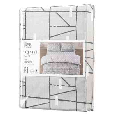 Постельное белье Ardesto Gloria сатин геометрия, серый полуторный евро 160х220 (ART1622PG) Винница