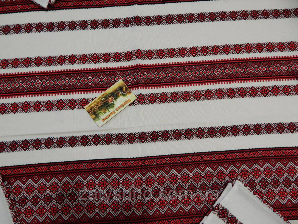 Червона скатертина вишита в українському стилі Київ - фото 4