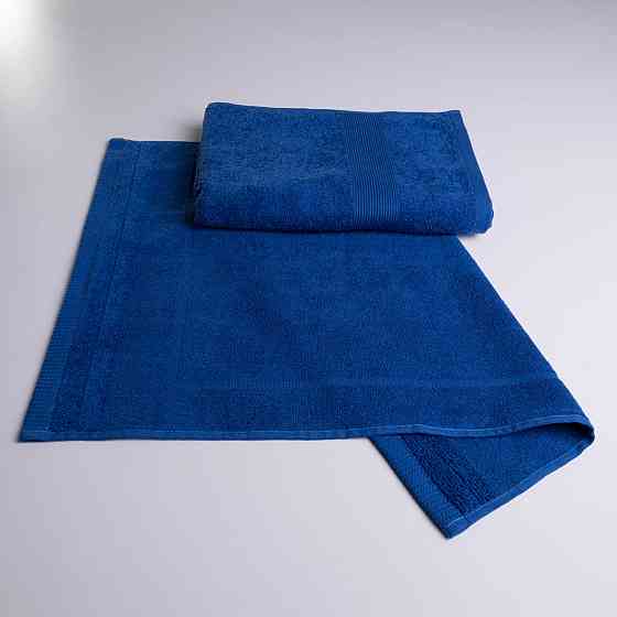 Набор банный махровый с Бордюром 2шт GM Textile 50х70см, 70х140см 400г/м2 (Синий) Сумы