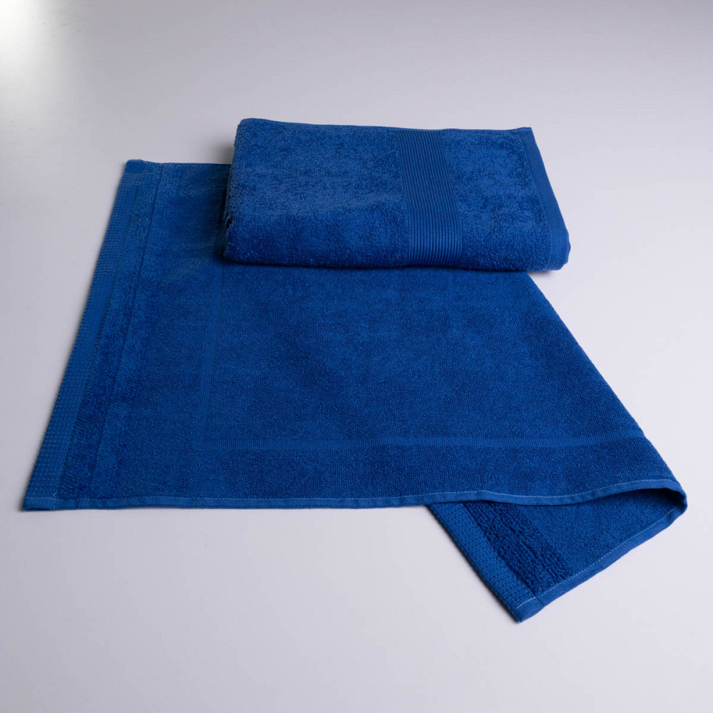 Набор банный махровый с Бордюром 2шт GM Textile 50х70см, 70х140см 400г/м2 (Синий) Сумы - изображение 1