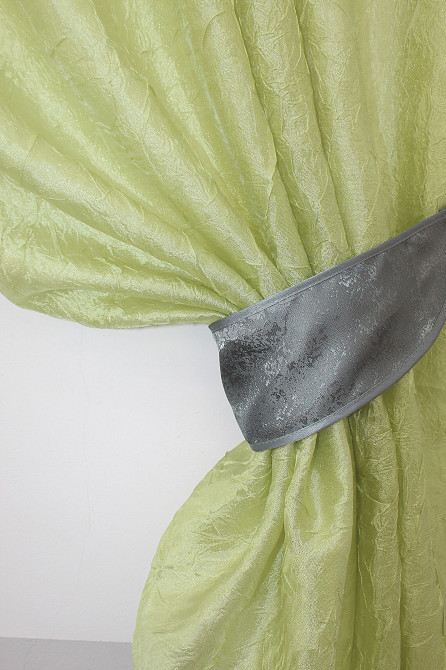 Кухонні штори VR-Textil № 073к з ламбрекеном і підхватами салатовий з графітовим 290х170 см (52-0153) Київ - фото 3