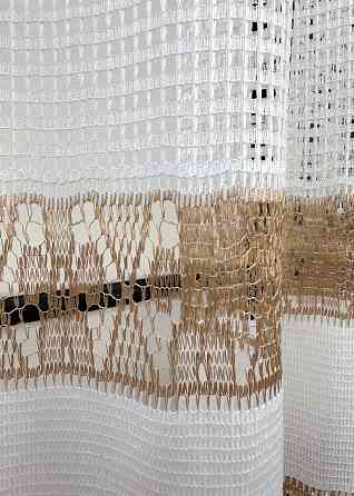 Тюль сетка VR-Textil Juli № 1719т Арка на кухню цвет белый с карамельным 500х150 см (53-0041) Киев