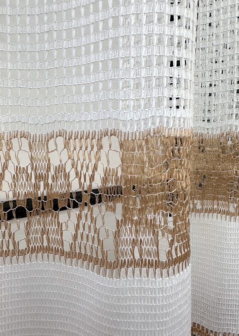 Тюль сетка VR-Textil Juli № 1719т Арка на кухню цвет белый с карамельным 500х150 см (53-0041) Киев - изображение 5