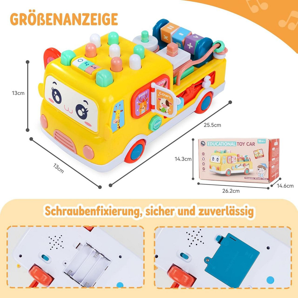 Автобус музыкальный для детей, Игрушка для младенцев, машинка с молоточком, подсветкой и песнями, для развития Киев - изображение 5