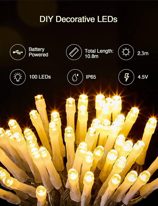 Комплект вуличних гірлянд на батарейках Koopower [2 шт. х 5 м] 50 LED IP65 Водонепроникні з таймером та 8 режимами (Теплий білий) Київ - фото 15