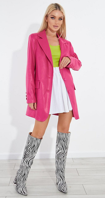 Подовжений шкіряний піджак (42) Київ - фото 4