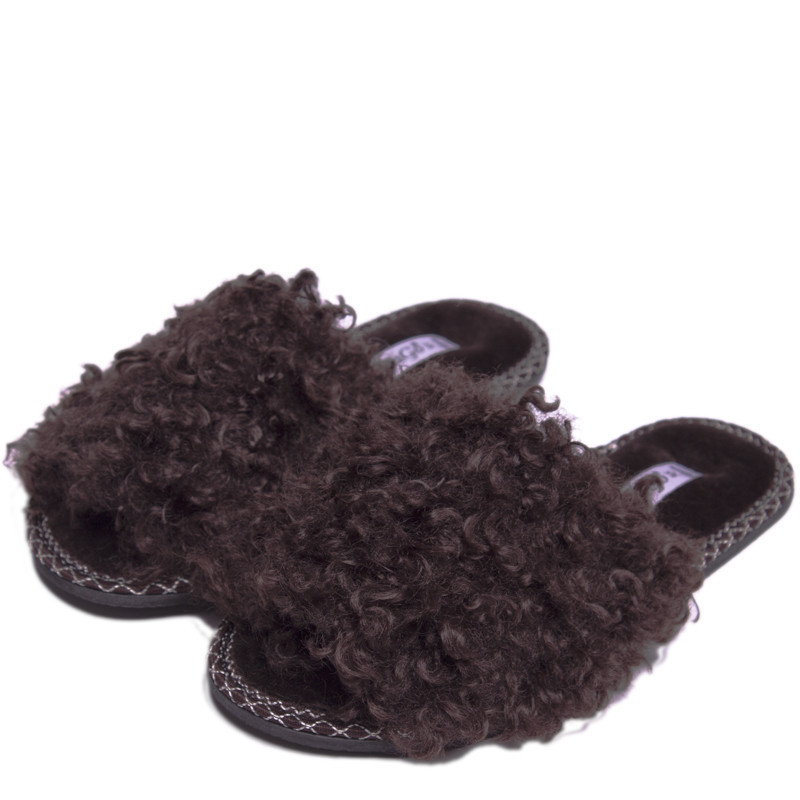 Тапочки женские открытые PaGо коричневый мех барашек  Распродажа Одесса - изображение 5