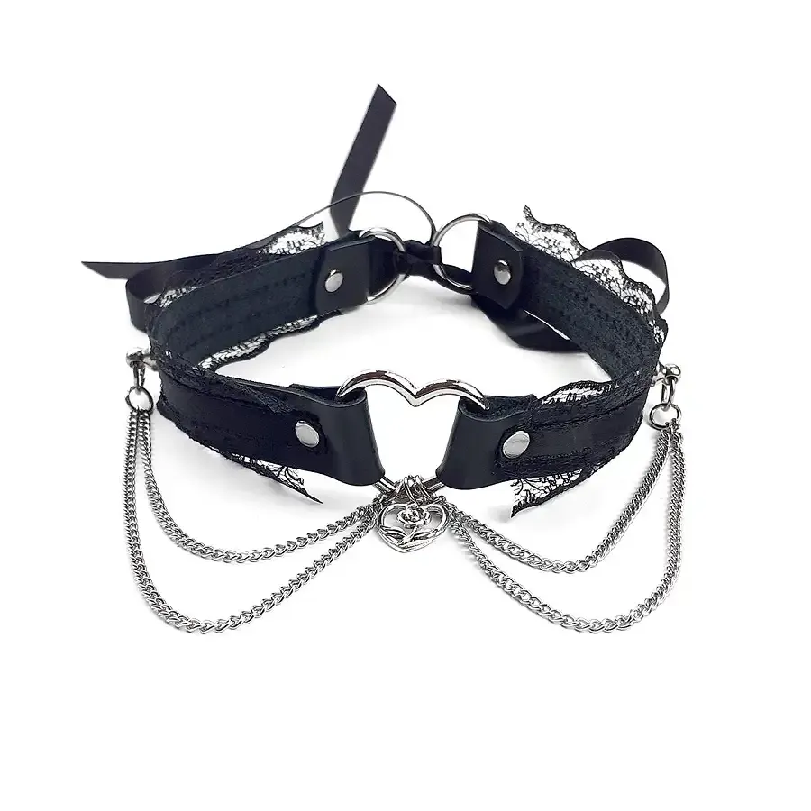 Сексуальний чокер Art of Sex - Karen з натуральної шкіри, Чорний Львов - изображение 1