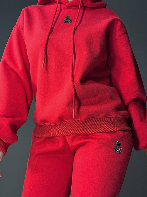 Костюм жіночий A-N 2735 з ведмедиком в камінцях -худі та штани червоний, червоний, M Київ - фото 13