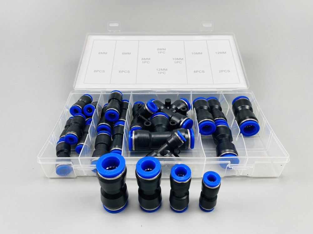 Фітинги типу Т-подібний 3-сторонній вихід пневматичний PE Tee трубний фітинг набір 24 шт (6, 8, 10, 12 мм) Мукачево - фото 6