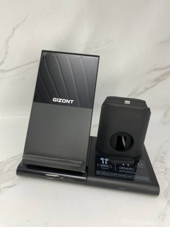 Б/у Беспроводное зарядное устройство GIZONT 3 в 1 док-станция для iPhone, Apple Watch, AirPods съемная Qi 10W Black Киев