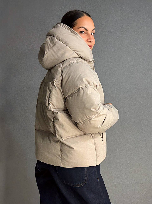 Куртка жіноча Haiziyuan 8589 середня довжина з капюшоном бежева, бежевий, L Київ - фото 6